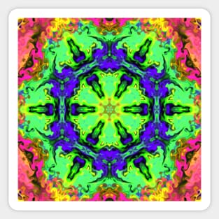 Psychedelic Hippie Flower Blue Green and Pink Sticker